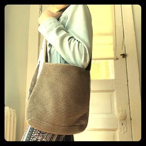 Brown Crocheted Shoulder Bag